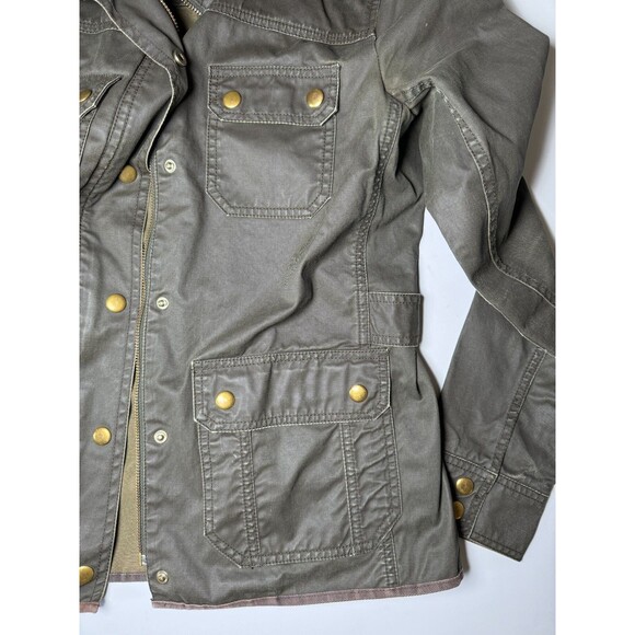 J Crew Jacket Womens XS Green Waxed Cotton Field Utility Coat Preppy Outdoors - Picture 8 of 16